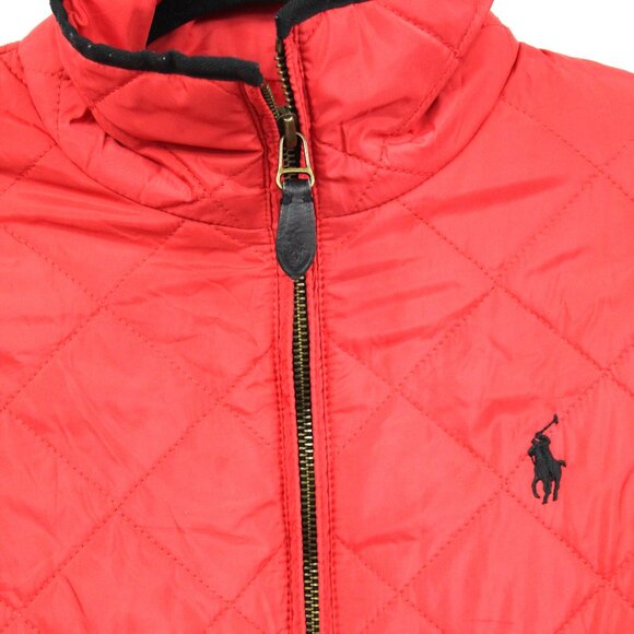 Ralph Lauren Sport Red/Black Trim Lightweight Quilted Zip Front Jacket Coat Sz S - Picture 3 of 7